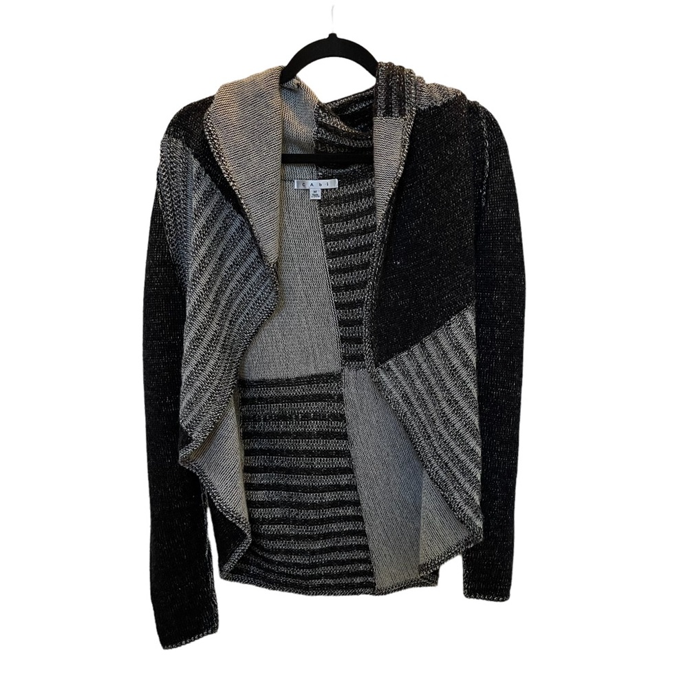 Cabi Wool Patchwork Waterfall Front Cardigan - image 2